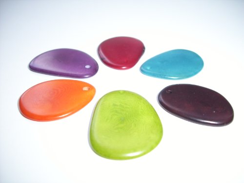 Tagua Nut Thin Slices Mixed Colors Medium Size Pkg of 6 by Tagua Beads von Tagua Beads