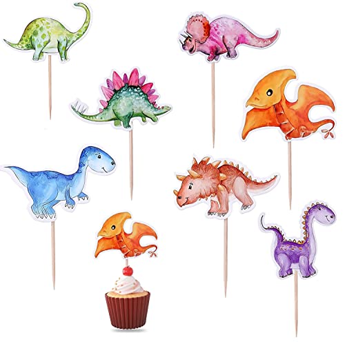 Taicols 42 Stück Dinosaur Cake Toppers für Babyparty, Vivid und Lovely Dinosaur Cake Decorations Cupcake Toppers Picks, Jurassic Dinosaur Birthday Party Supplies Dinosaur Cake Topper Party Favors von Taicols