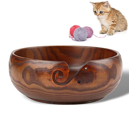 Taidda- Knitting Bowl, leichte Anti-Motte natürliche handgemachte in Handarbeit gemachte hölzerne Garn-Schüssel für strickende Häkelarbeit-Inneneinrichtung 18-20CM von Taidda