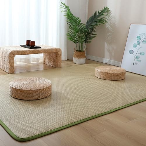 Japanische Tatami-bodenmatte, Natürlicher Bambus-teppich, Rutschfeste Bodenmatte, Faltbare Sommer-schlafmatte, Innenbodenteppich Für Wohnzimmer, Schlafzimmer, Krabb(Size:200x200cm(79x79inch),Color:C) von Taifuan