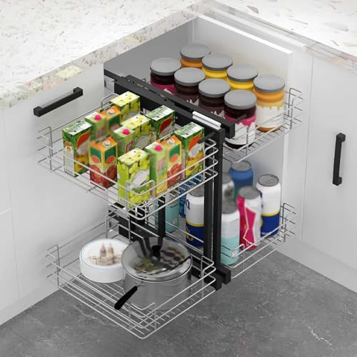 Taifuan Blind Corner Cabinet Pull Out Kitchen Corner Cabinet Organizer, 15.7 Inch Opening Chrome Soft Close Blind Corner with Four Shelf,Slide Out Kitchen Cabinet Organizer for Minimum Cabinet von Taifuan