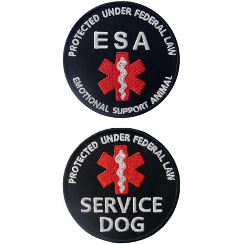 TailWag Planet Aufnäher mit Aufschrift "Service Dog Protected Under Federal Law ESA", bestickt, mit Klettverschluss, 2 Stück von TailWag Planet