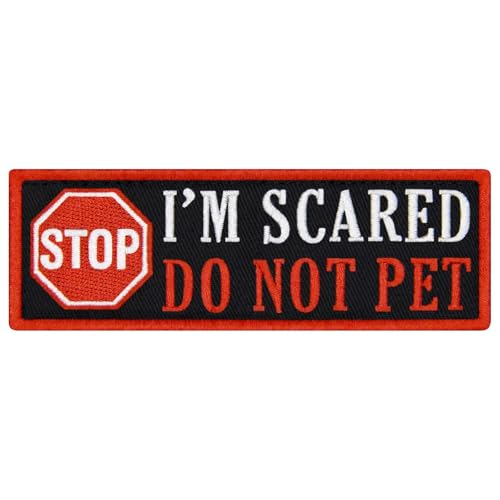 TailWag Planet Aufnäher mit Aufschrift "Stop I'm Scared Do Not Pet Service", bestickt, mit Klettverschluss TailWag Planet Aufnäher mit Aufschrift "Stop I'm Scared Do Not Pet Service", bestickt, mit Klettverschluss von TailWag Planet