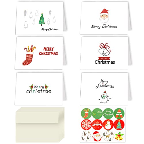 12 Weihnachtskarten mit Umschlag,Weihnachten Karte Postkarte,Klappkarten Grußkartenfür Frohe Weihnachten,Handmade Weihnachtsgrußkarte mit Aufkleber,Weihnachtskarten von TaimeiMao