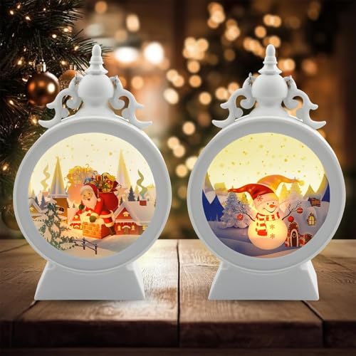 2 Stück Laterne Weihnachten,Weihnachtsdeko Laterne,Weihnachten Dekoration Laterne,Flammenlose Weihnachtskerzen,Weihnachtsmann Schneemann Laterne,Hängende Weihnachtslampe,für Innen Außen Deko von TaimeiMao