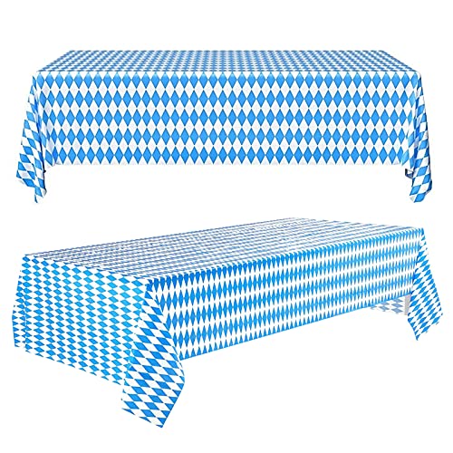 2 Stücke Oktoberfest Tischtuch,275 * 128cm Bayerische Tischdecke, Bayrisch Blau Tischdecken,Oktoberfest Party Dekorationen,Blau und Weiß Deko Oktoberfest,Bayerisch Blau,Partytischdecke Bayerisches von TaimeiMao