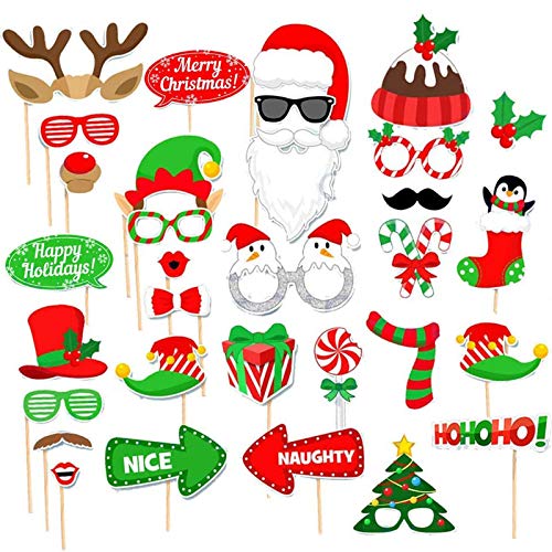 32Pcs Weihnachtsfeier Fotorequisiten,weihnachten Photo Requisiten,fotorequisiten weihnachten, Weihnachtsfeier Foto Requisiten,Weihnachten Fotorequisiten,Brillen Weihnachten, Xmas Party Photo Supplies von TaimeiMao