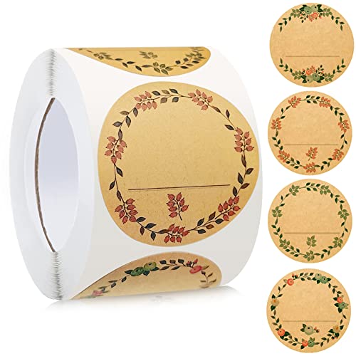 Geschenkaufkleber,500 Stück Kraftpapier Aufkleber,Etiketten Selbstklebend 5cm,Marmeladenglas Aufkleber zum Beschriften Rund Geschenksticker Handmade,Etiketten für Küche, Geschenktüten,Hochzeit(B) von TaimeiMao