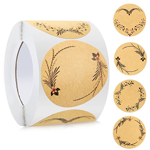 TaimeiMao Geschenkaufkleber, 500 Stück Kraftpapier Aufkleber, Selbstklebend 5cm, Marmeladenglas Aufkleber zum Beschriften, Runde Geschenksticker Handmade, Etiketten für Küche, Geschenktüten, Hochzeit von TaimeiMao