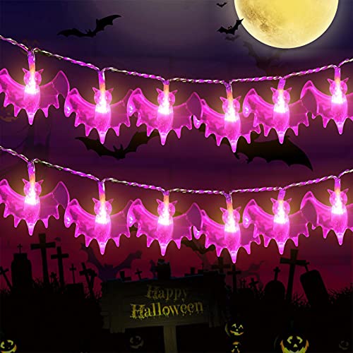 Halloween Lichterkette,3M 20 LEDs Lila Fledermaus Licht,Fledermaus Halloween Lichter,LED Fledermaus Lichter für Halloween Party Deko,LED-Lichterkette,Fledermaus-Form,LED Fledermaus Schnurlicht von TaimeiMao