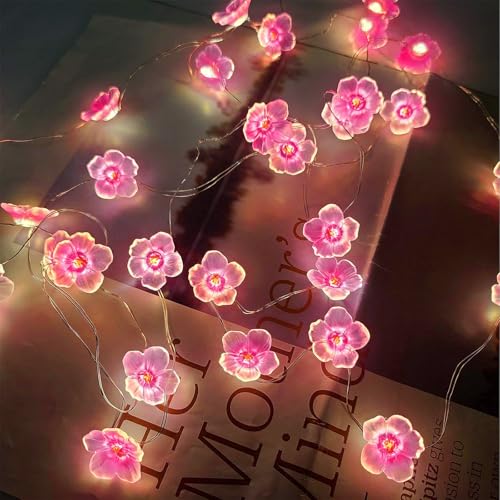 TaimeiMao Lichterkette Kirschblüten 2m 20 LED Blumen - Dekolichter Innen/Außen für Mädchen-Schlafzimmer, Hochzeiten, Partys (Ohne Batterien) von TaimeiMao