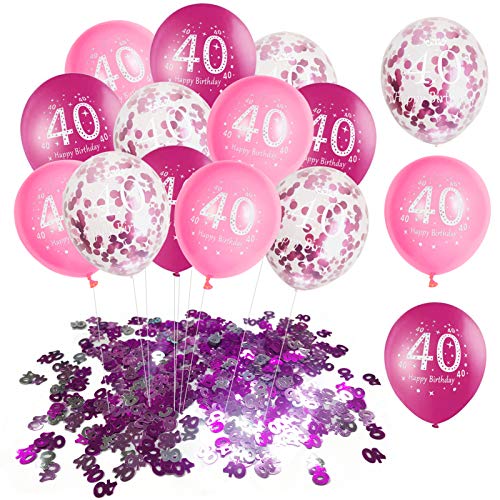 TaimeiMao Luftballon 40. Geburtstag Rosa,konfetti Luftballons Rosa,Luftballons Rosa,Konfetti Luftballon Set,Mann und Frau Geburtstag deko,Geburtstag Luftballons für Party Deko,Konfetti Luftballons von TaimeiMao