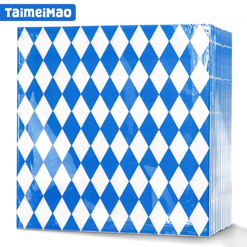 TaimeiMao Servietten, Tissueservietten bayrisch blau, 3-lagig, Servietten Oktoberfest Deko für Gastronomie oder Feste (40 Stück) von TaimeiMao