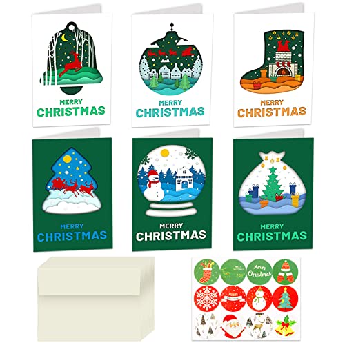 Weihnachtskarten,12 Weihnachtskarten mit Umschlag,Weihnachten Karte Postkarte,Klappkarten Grußkartenfür Frohe Weihnachten,Handmade Weihnachtsgrußkarte mit Aufkleber von TaimeiMao