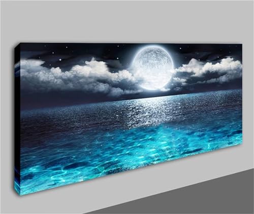 5D DIY Diamond Painting Sets für Erwachsene, Diamant Kunst Painting Full Set Crystal Rhinestone Diamant Painting für Home Wall Décor Büro Dekoration 30x90cm (Meer Mond) von Tainrun