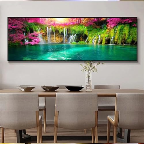 5D DIY Diamond Painting Sets für Erwachsene, Diamant Kunst Painting Full Set Crystal Rhinestone Diamant Painting für Home Wall Décor Büro Dekoration 60x180cm (Lila Wald See) von Tainrun