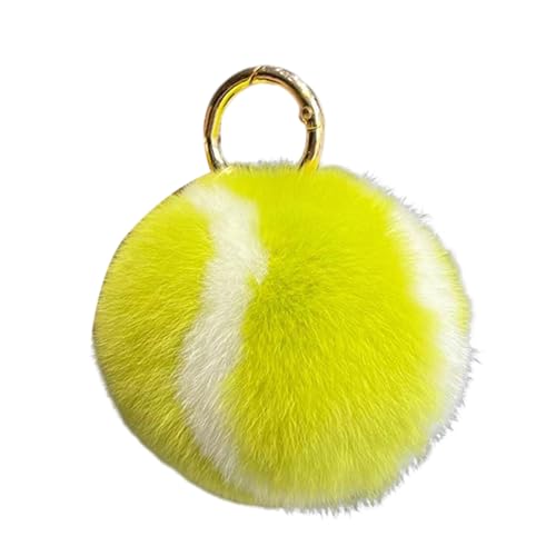 Tainrunse Tragbarer Plüschball-Ornament, weicher Touch-Anhänger, Tennis-Dekoration mit Metallring, Stressabbau, Flauschiges rundes Quetschspielzeug, DIY-Mini-Schlüsselanhänger, Rucksack Tennis von Tainrunse