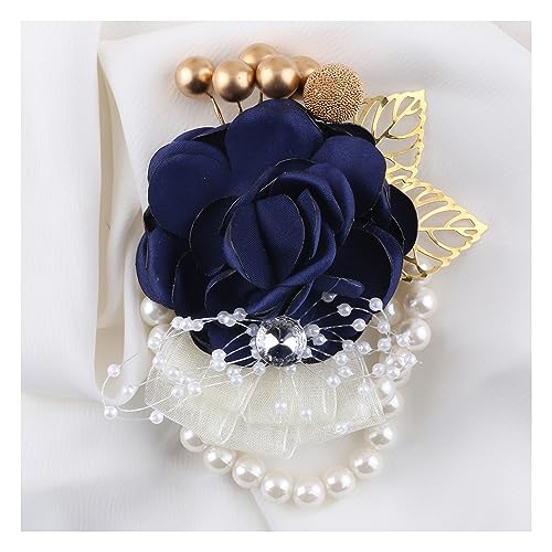 Tainrunse Verstellbare Kunstperlen-Handgelenkblume für Brautjungfern, Elegantes, realistisches Hochzeitsaccessoire für Bräute, langlebige Blumenkette, vielseitig einsetzbar, besonders Navy blau Ha von Tainrunse