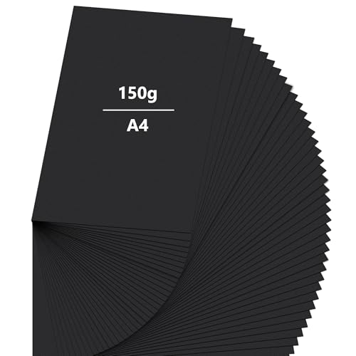 Taiyeestar 50 Blatt Tonpapier A4 Schwarz, 150 g/m² Tonzeichenpapier A4, Schwarz Papier A4, Bastelpapier Tonkarton A4, Papier für Origami und Bastelprojekte von Taiyeestar