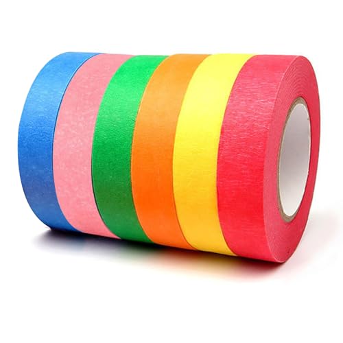 Washi Tape Set 6 Rollen Klebeband Bunt Abdeckband Washitape Farbiges Papier Klebeband 24mm*10m Masking Painters Paper Tapes für Journaling von TakFree