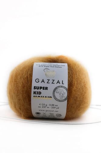 Gazzal 3 Stück Packung Super Kid Mohair 25 Gr 78% Wolle-22% Pa gemischtes natürliches Handstrickgarn, Taka Yarn (64423) von Taka Fabrics