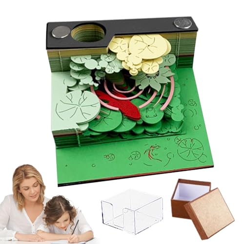 Takluu 3D-Papierkunst-Notizblock, 3D-Notizblock,Fish Pond Art Memo Pad Rip Away Notizblock Haftnotizen | Papierskulptur-Notizblock, dekorative Ornamente, Papierschnitzerei, Kunsthandwerk, von Takluu