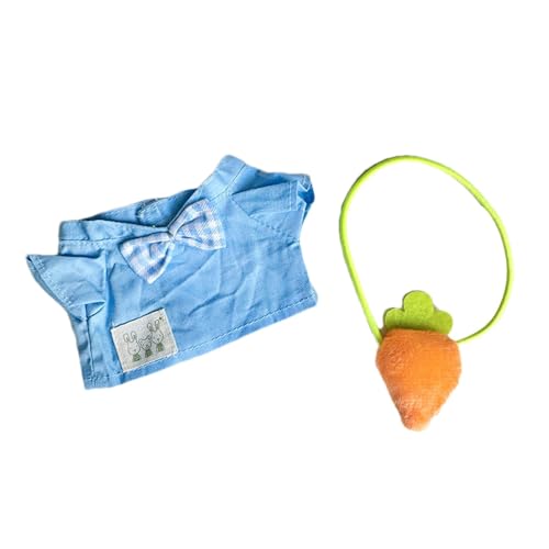 Takluu Kleidung für Puppen, 20 cm Plüschpuppenkleidung | Blaue gefüllte Kostüme im Kindergarten-Stil für 7-Zoll-Puppen, bunt mit süßer Obsttasche - Puppen-Outfits: Rollenspiel für kleine Mädchen von Takluu