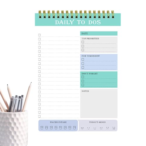Takluu Tägliche To-Do-Liste, Täglicher To-Do-Listen-Notizblock | Coil Undatierter Tagesplaner - Planungsnotizblock für Arbeit und persönlich organisierter, täglicher Agenda-Notizblock von Takluu