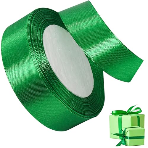 Taknews Satinband Grün 20mm 22m Geschenkband Schleifenband,Stoffband Breit für Kleid Hochzeit,Geschenk Verpackung,Dekoration,Basteln,Schleifen,Dekoband Grün von Taknews