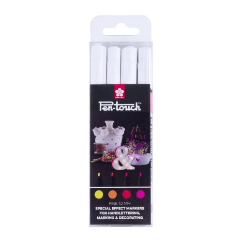 Sakura Pen-Touch Federmäppchen mit 4 fluoreszierenden Farben (POXPMKAF4) von Talens