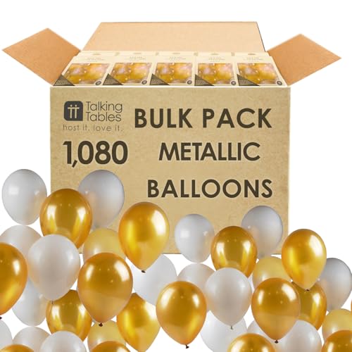 Talking Tables 1080 x Metallic Luftballons Gold und Silber 30,5 cm Latexballon Party Dekorationen für Mädchen, Kinder oder Erwachsene, Großpackung, Catering, Hochzeit, Events von Talking Tables