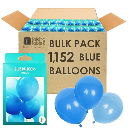 Talking Tables 1152 x Blaue Luftballons 30,5 cm Latexballon Partydekorationen für Mädchen, Kinder oder Erwachsene, Großpackung, Catering, Hochzeit, Events von Talking Tables