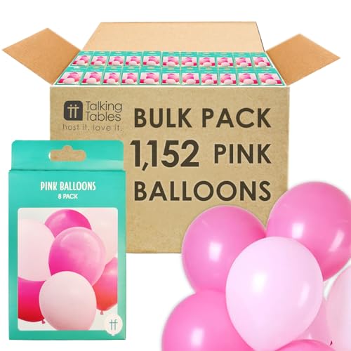 Talking Tables 1152 x Rosa Luftballons 30,5 cm Latexballon Party Dekorationen für Mädchen, Kinder oder Erwachsene, Großpackung, Catering, Hochzeit, Events von Talking Tables