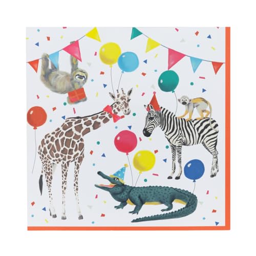 Talking Tables 20 x Safari Tier Thema Papierservietten für Mädchen & Jungen Geburtstag oder Baby-Dusche | Kinder Party Servietten, Picknick, Einweg, recycelt Eco Choice, Madagaskar 33cm von Talking Tables