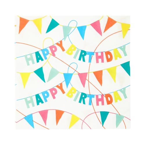 Talking Tables 40 x Happy Birthday Servietten - Einweg Papierservietten | Umweltfreundliches Papiergeschirr, Recycelbare Party Tischdekorationen für Mädchen oder Jungen - 33cm x 33cm von Talking Tables