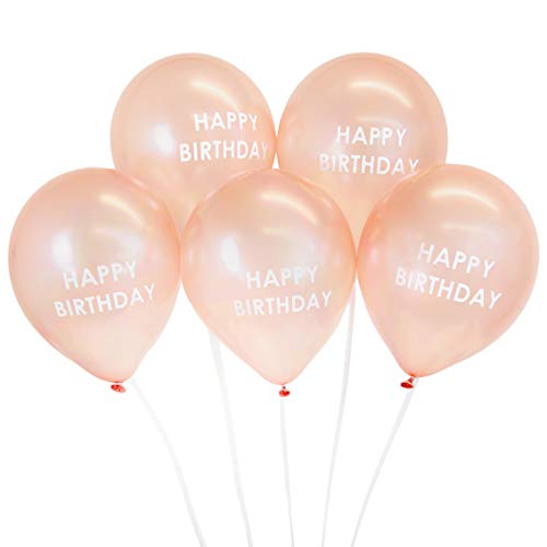 Talking Tables Packung mit 5 rotgoldenen Luftballons mit Schleife | Partydekorationen für Mädchen, Kinder oder Erwachsene, jedes Alter von Talking Tables