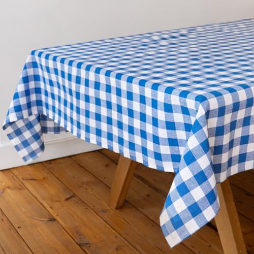 Talking Tables Stoff große Blaue Karierte Gingham Tischdecke aus recycelter Baumwolle rechteckig wiederverwendbar waschbar Tischbedeckung Außenessen Buffets Hochzeiten Partys Picknicks 180 x 140 cm von Talking Tables