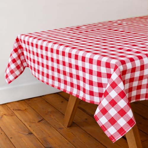 Talking Tables Stoff große rote Karierte Gingham Tischdecke aus recycelter Baumwolle rechteckig wiederverwendbar waschbar Tischbedeckung für Außenessen Buffets Hochzeiten BBQs Picknicks 180 x 140 cm von Talking Tables