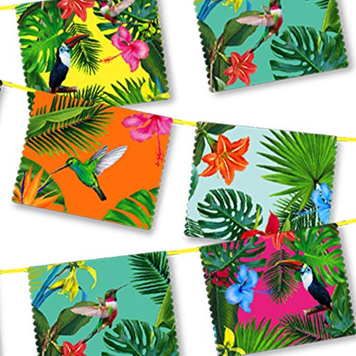 Talking Tables Tropical Paper Bunting, 12 Wimpel, Tropische Papier-Wimpelkette, rechteckig, 4 m von Talking Tables