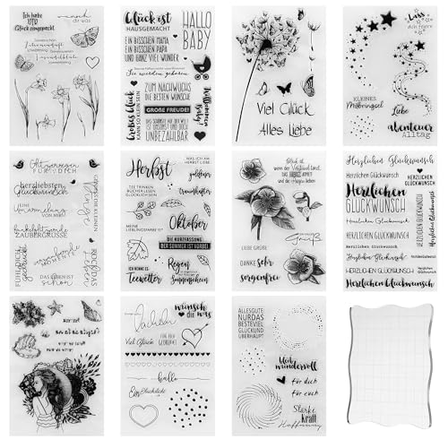 11 Bögen Silikonstempel,Enthält 1 Acrylplatte clear stamps, Vielzahl von Mustern silikon stempelset,silikon stempel,Geeignet für DIY Hochzeitseinladung Tagebuch clear stamp. von Tallgoo