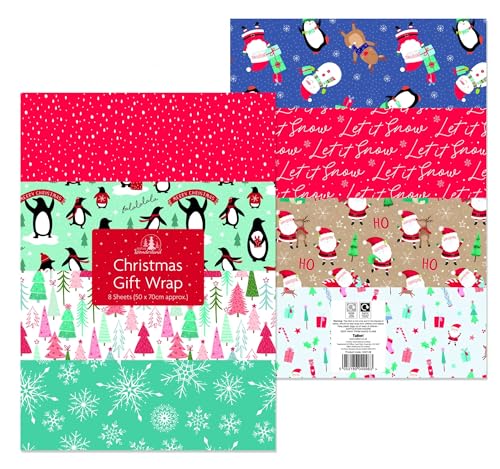 Tallon International Festive Wonderland Geschenkpapier, Weihnachten, mehrfarbig, 8 Bögen von Tallon