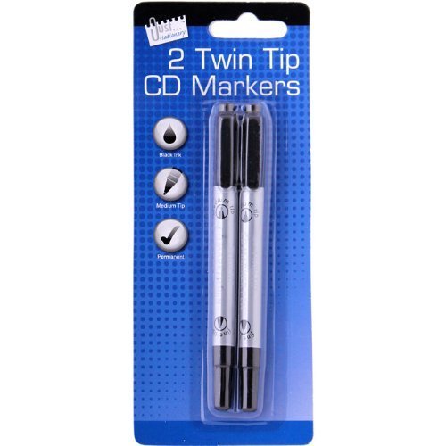 Tallon Twin Tip CD DVD Permanent Marker Stifte PACK 2 schwarz von Tallon