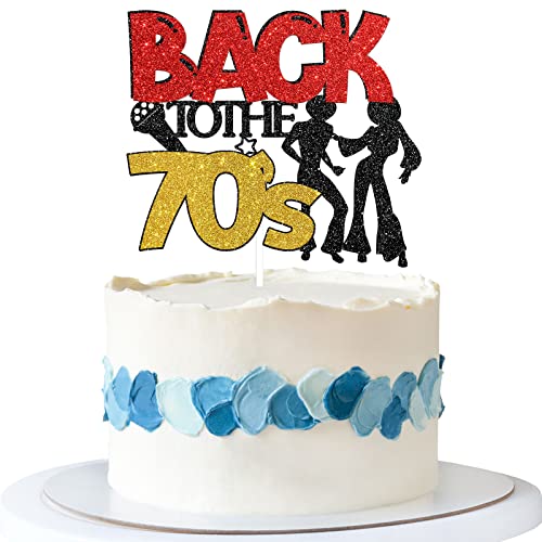 Talorine Back to The 70s Birthday Cake Topper, Disco 1970er Jahre Party Dekoration, Born in The 70er Jahre Hip Pop Party, Musiker Birthday Party Supplies (Black Glitter) von Talorine