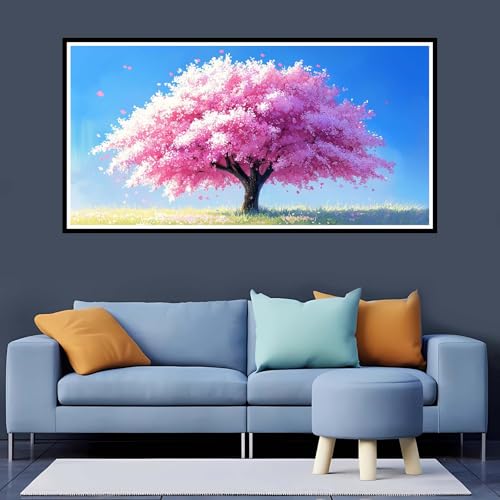 5D Diamond Painting Erwachsene Baum Großes XXL 100x200 cm, Diamand Painting Rosa Diamand Painting Kinder, DIY Diamond Painting Zubehör Voll Round Diamant, Diamont Painting für Home Dekor-YZ101 von Tamalsj