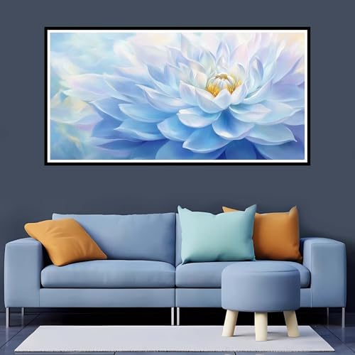 5D Diamond Painting Erwachsene Blau Großes XXL 70x140 cm, Diamand Painting Blume Diamand Painting Kinder, DIY Diamond Painting Zubehör Voll Round Diamant, Diamont Painting für Home Dekor-YZ806 von Tamalsj