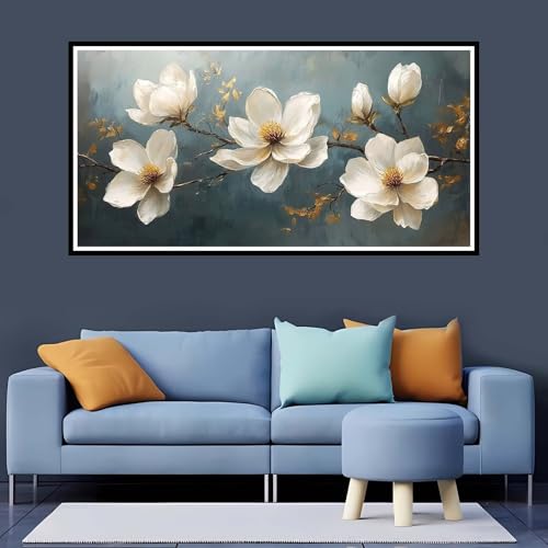 5D Diamond Painting Erwachsene Blume Großes XXL 100x200 cm, Diamand Painting Weiß Diamand Painting Kinder, DIY Diamond Painting Zubehör Voll Round Diamant, Diamont Painting für Home Dekor-YZ275 von Tamalsj