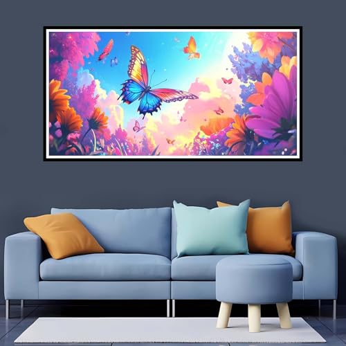 5D Diamond Painting Erwachsene Blume Großes XXL 20x40 cm, Diamand Painting Schmetterling Diamand Painting Kinder, DIY Diamond Painting Zubehör Voll Round Diamant, Diamont Painting für Home Dekor-YZ292 von Tamalsj