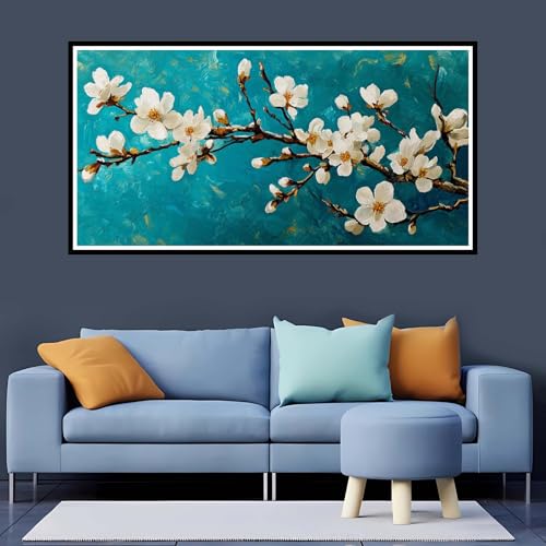 5D Diamond Painting Erwachsene Blume Großes XXL 40x80 cm, Diamand Painting Grün Diamand Painting Kinder, DIY Diamond Painting Zubehör Voll Round Diamant, Diamont Painting für Home Dekor Geschenk-YZ125 von Tamalsj