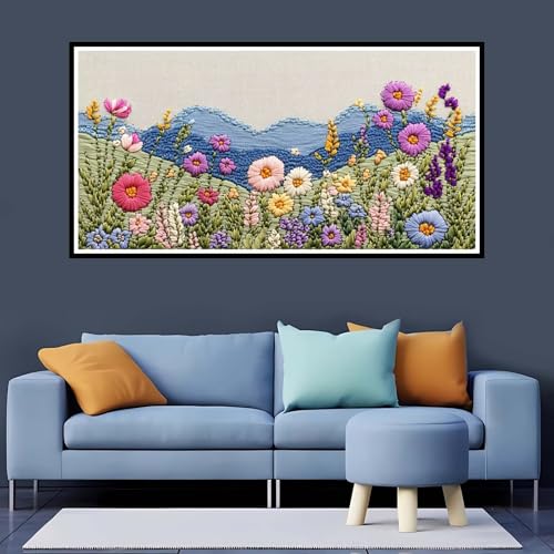 5D Diamond Painting Erwachsene Blume Großes XXL 60x120 cm, Diamand Painting Bunt Diamand Painting Kinder, DIY Diamond Painting Zubehör Voll Round Diamant, Diamont Painting für Home Dekor-YZ768 von Tamalsj