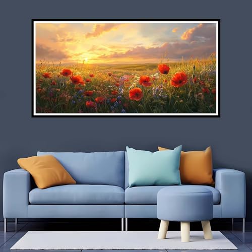 5D Diamond Painting Erwachsene Blume Großes XXL 90x180 cm,Diamand Painting Sonnenuntergang Diamand Painting Kinder,DIY Diamond Painting Zubehör Voll Round Diamant,Diamont Painting für Home Dekor-YZ786 von Tamalsj